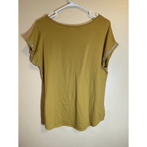 Tetralogy Mustard Yellow Worms Short Sleeve Top Size Large - Picture 5 of 5